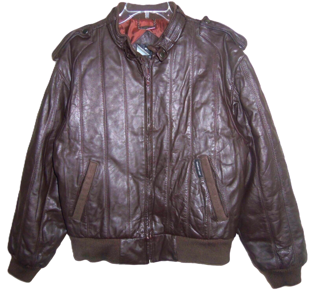 VINTAGE 80's MEMBERS ONLY HIPPO BROWN OG LEATHER BOMBER D VINTAGE 80's MEMBERS ONLY HIPPO BROWN OG LEATHER BOMBER D