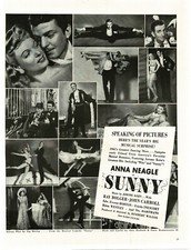 SUNNY Anna Neagle Ray Bolger John Carroll 1941 Musical Movie Promo Print Ad