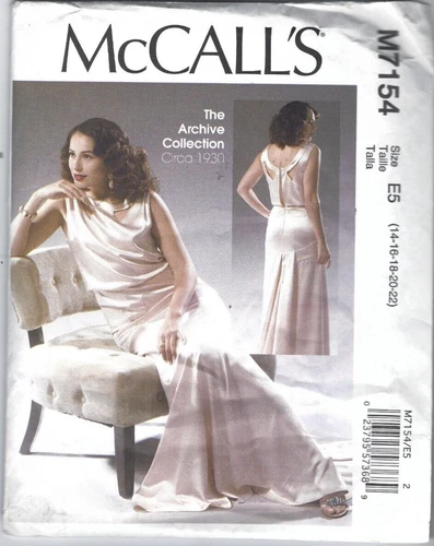 McCall's Sewing Pattern 7154, Retro 1930 Evening Dress, Sizes 14 - 22, New - Picture 1 of 3