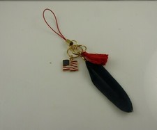 Flag USA 4th of July Patriotic feather Cell phone charm purse strap