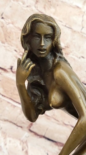 FIRMADO DECO BRONCE ESCULTURA CUBISMO NIÑA DESNUDA ARTE MODERNO ABSTRACTO ESTATUA VENTA - Imagen 8 de 10