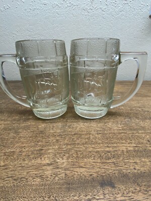 Dad's Root Beer Soda Pop Vintage Barrel Shape Heavy Glass Mugs Icecream Float 