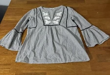 Gap Boho Hippie Peasant Embroidered Striped Tunic Top Adult Women’s Size XS