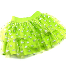 Girls Skirt Skorts Size 4/5 XS Green Hearts Ruffle Lace Children Kids Elastic