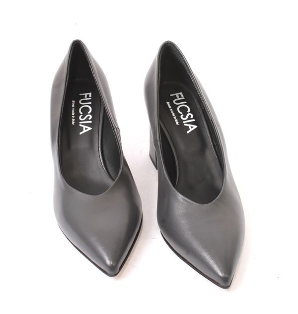 Fucsia 402a Gray Leather Pointy Toe Classic Heel Shoes 36 / US 6