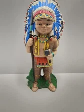 CERAMIC MOLD HAND-PAINTED STATUE NATIVE AMERICAN INDIAN CHIEF 14" ANTIQUE VTG