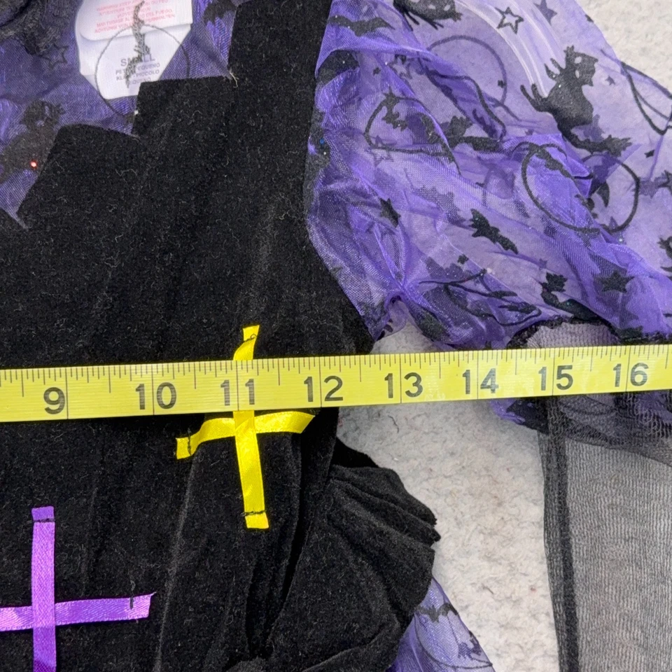 Rubíes Bonita Bruja Halloween Disfraz Niñas Pequeño Negro Naranja Púrpura Encaje Foto 3 de 4