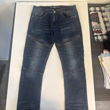 X- Ray Jeans Men's Moto Biker Denim Blue Size 32/30