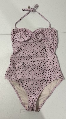 Tigerlily Swimsuit One Piece Removable Straps Women s Size XS Pink Leopard Print