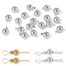 Songxi 60pcs Ball Silver Plated Stopper Crimp Beads for Jewelry Making, 4.7x3...