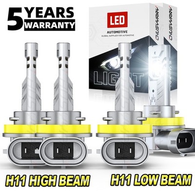 4x H11 LED Headlight Kit High Low Beam 500% Super Bright 6500K White Bulb NEW