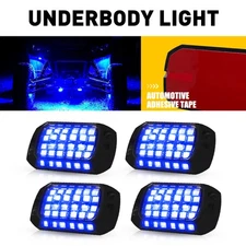 4 Pods Blue LED Rock Lights Waterproof LED Underglow Underbody Glow Lamp EOU