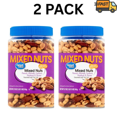 Great Value Mixed Nuts with Peanuts 27 oz Each Pack of 2