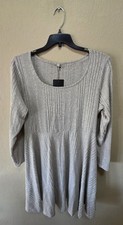NWT Women's Ribbed Scoop Neck Light Gray Sweater Dress Size XL