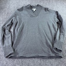 Athleta Coaster Luxe Sweatshirt Women M Gray V-Neck Tencel Fleece Pullover