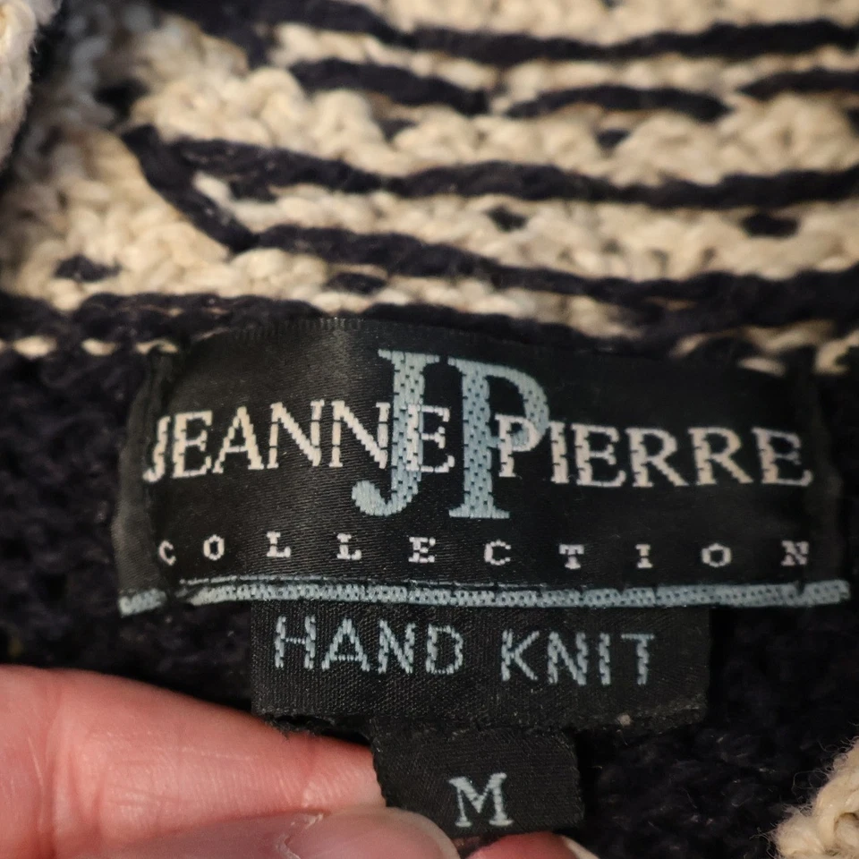Suéter De Colección Jeanne Pierre Tejido a Mano Isla Justa Capucha Cuello Nórdico Talla M Foto 4 de 4
