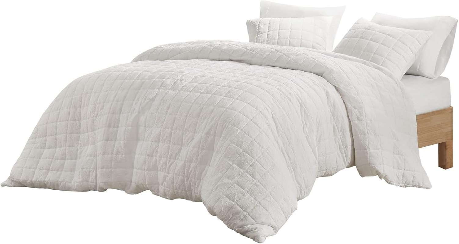 Cocoon King Comforter Set, Oversized Soft All-Season Bedding, White