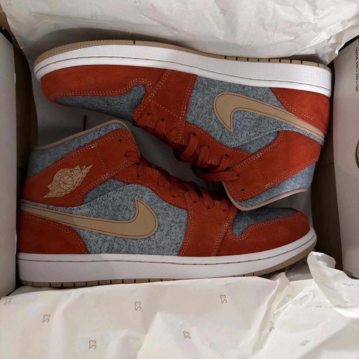 Nike Air Jordan 1 Mid SE “Denim/Cinnabar Red Hemp” 2024 Jordan 1 Denim | Grailed main image 3