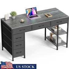 6 Drawer Computer Desk Reversible Storage Adjustable Shelf Multi-Functional New