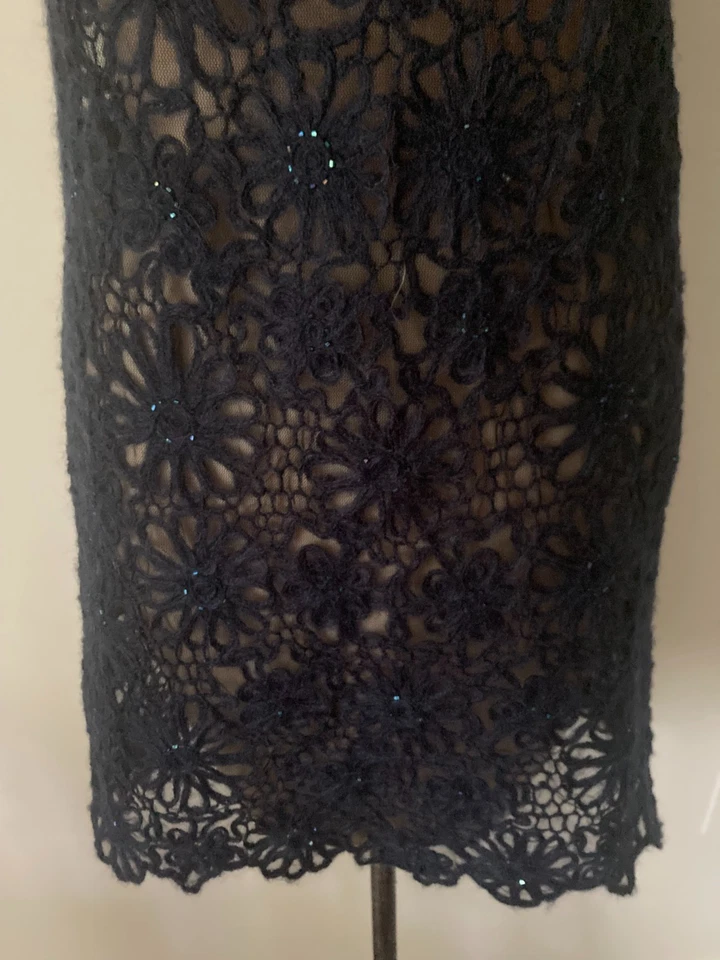 Vestido Moschino Italia Cheap and Chic Azul Marino Lana y Red Sin Mangas, 6, Lentejuelas Foto 3 de 4