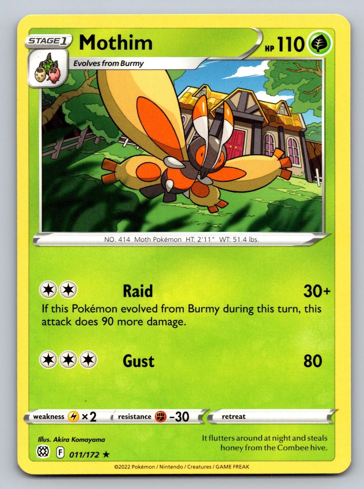Mothim 011/172 Rare Brilliant Stars Pokemon Lightly Played