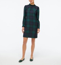 J Crew Plaid Classy Blackwatch Ruffle-neck Shift Dress Sz 6 Holiday Party Office