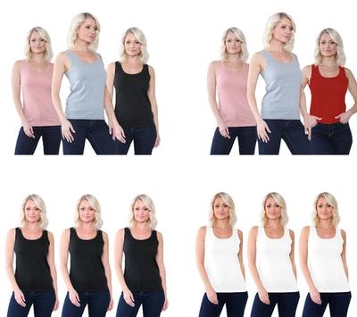 BAHOB 3 Pack Women's Vests Tank Tops for Women Supersoft Cotton Vest S-2XL
