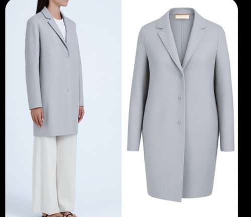 Harris Wharf London Ice Gray Blue Wool Cocoon Coat | 38 IT