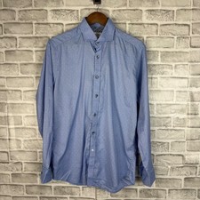 Robert Graham Mens Tailored Fit Blue Cross Embroidered Button Down Shirt 15.5 39