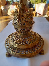 Antikes Schreibzeug Bronze mit kleinem Porzellan Einsatz f&uuml;r Tinte, siehe Fotos
