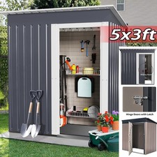 5 x 3ft Garden Shed Galvanised Metal Shed Outdoor Storage Tool Small House Gray