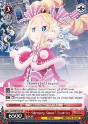 Memory Snow Beatrice - RZ/S68-E016 - RR Near Mint Weiss Schwarz Re:Zero - Memory