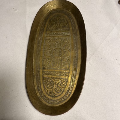 Vintage BIDA evtl. antike massive Messing handgehämmert & graviert Platte Tablett