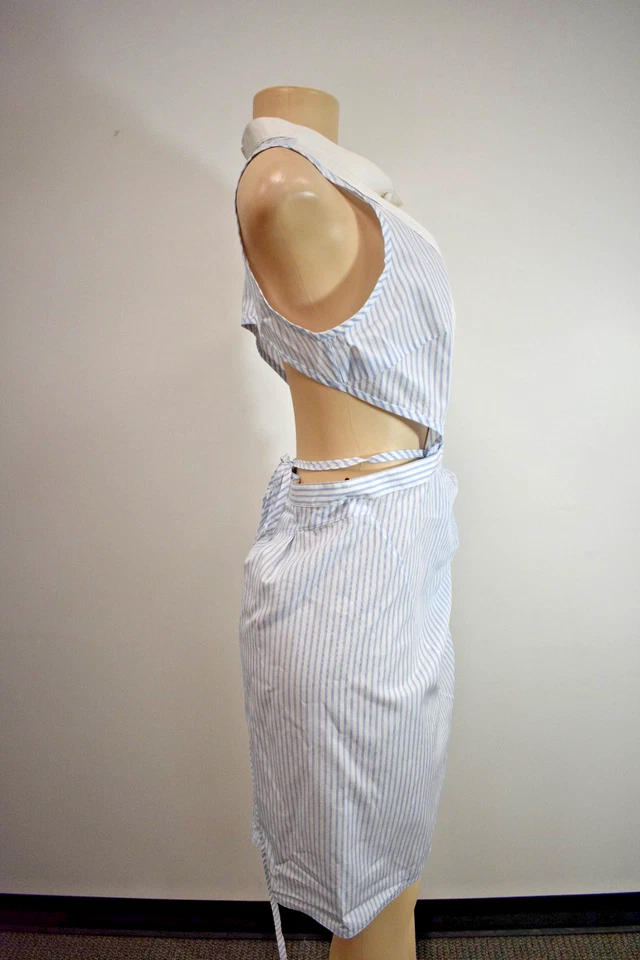 Vestido de Cóctel Alexander Wang Azul/Blanco Algodón Rayas TALLA 6 EE. UU. En Oferta mn Foto 4 de 4