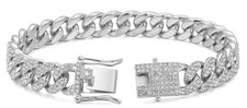 Chain Dog Collar with Bling, Glitter Rhinestone Sparkly Diamond Metal Necklac...