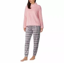Jane and Bleecker Ladies' Cozy Fleece Lounge Pajama Set (Pink  MEDIUM) NWTD