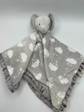 Parents Choice Large 24" Elephant Baby Lovey Clouds Security Blanket Satin Trim