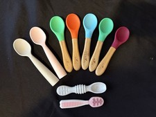 Set Of 9 Assorted Avanchy /Miniware /Dipping Silicone Baby Feeding Spoons