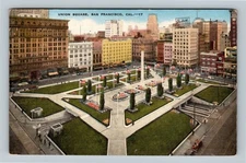 Union Square Pachord US Flag San Francisco California Vintage Postcard