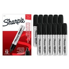 Sharpie King Size Permanent Markers, Chisel Tip, Black - 12 Count for Heavy Use