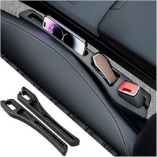 2PCS Car Seat Gap Filler Organizer,2 in 1 Car Gap Filler Black 