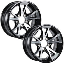 Ecustomrim 2-pack Aluminum Trailer Wheels 13x5 5 Lug 4.5 Center A1411 Black Rim