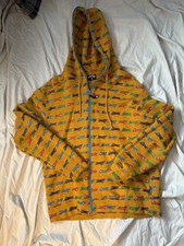 Mens L Yellow Ice Cream BBC SS22 Running Dog Grass Full Zip Streetwear Hoodie