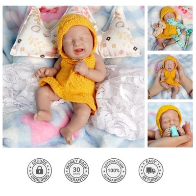 8-Inch Realistic Crying Mini Silicone Baby Doll with Feeding Kit & Gift Box