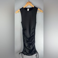ZARA solid black Ruched Tie Sides Mini Dress Size Small NWOT fairy grunge