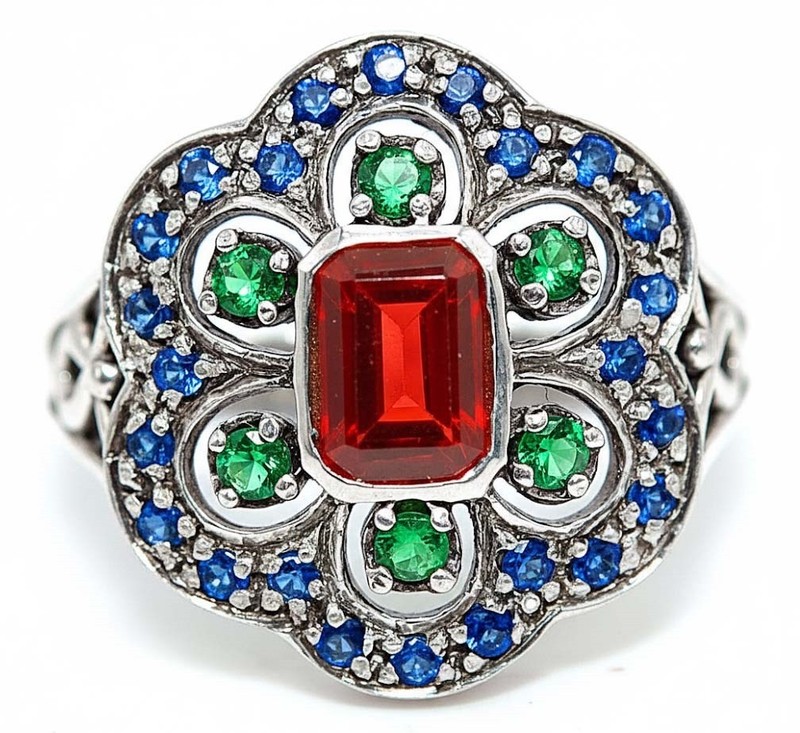 1CT Fire Garnet 925 Sterling Silver Filigree Ring Sz 6 PC9-1