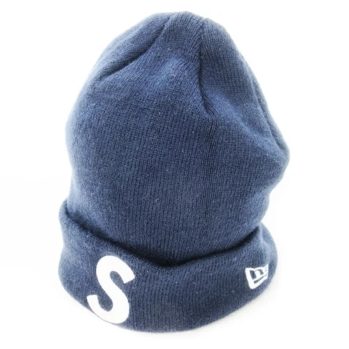 Supreme x New Era S logo bonnet noir gratuit 23aw tricot chapeau bleu marine CK19 utilisé 08c196c2