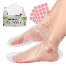 200 Pcs Plastic Foot Covers for Feet – Leak-Proof, Ribbed Anti-Slip Design with