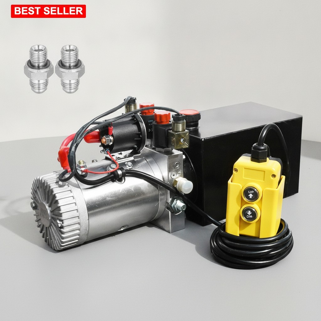 Hydraulic Pump 12V 8 Quart Double Acting Power Unit For Dump Trailer