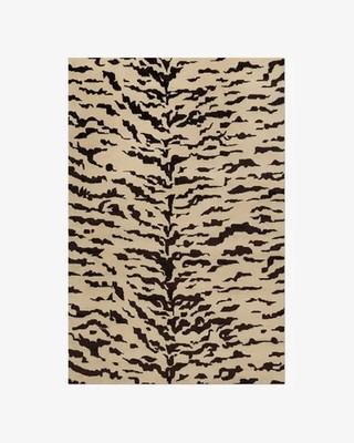 Nordic Knots Tigris Beige Rug 100% Wool Hand-Tufted Tiger Print Modern Carpet